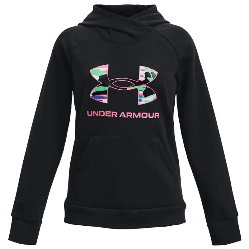 Under Armour Girls' UA Rival Fleece Big Logo Hoodie Black/Black